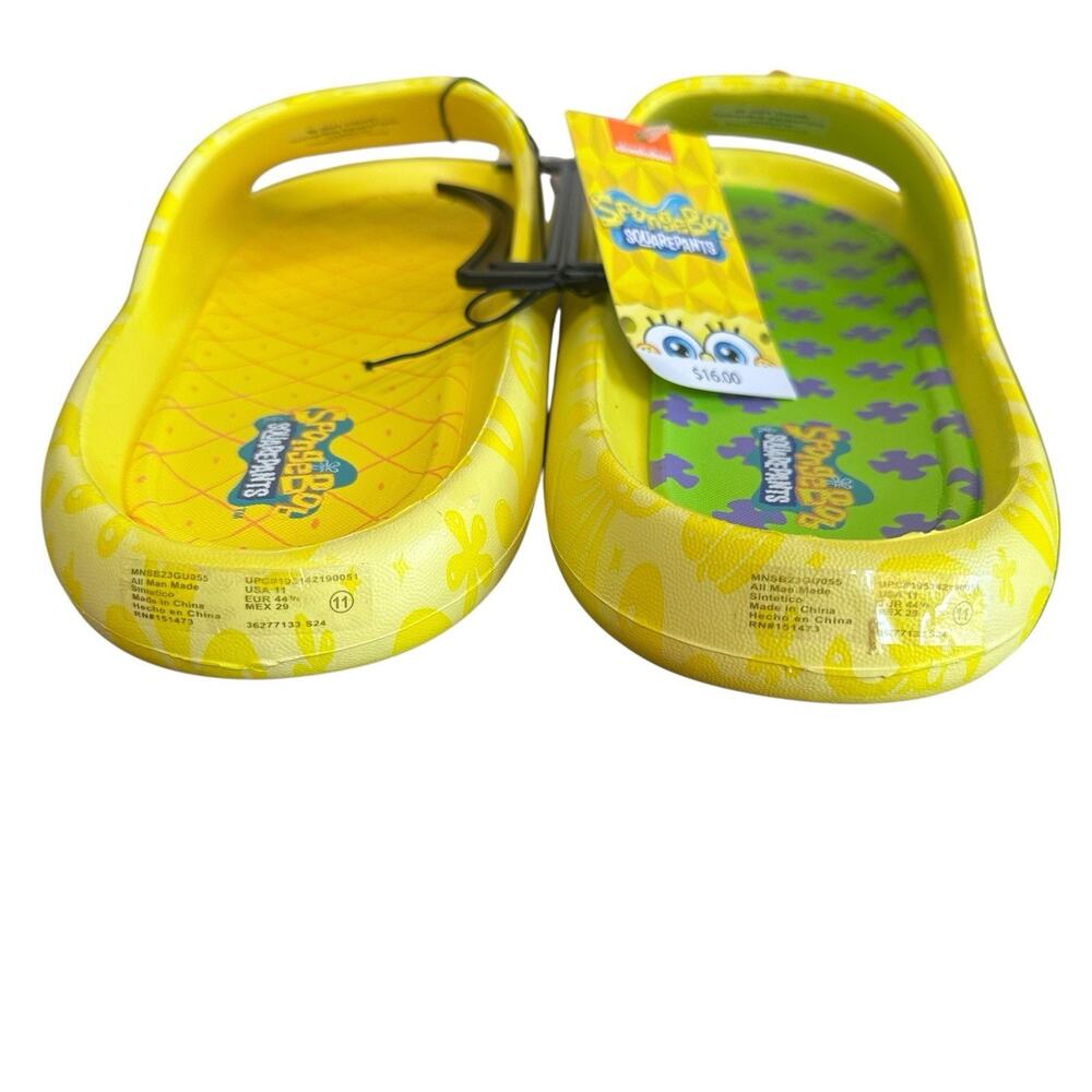 Ground Up Men’s Nickelodeon Sponge Bob Patrick Comfort Slides Yellow Size 11 NWT - Picture 5 of 10